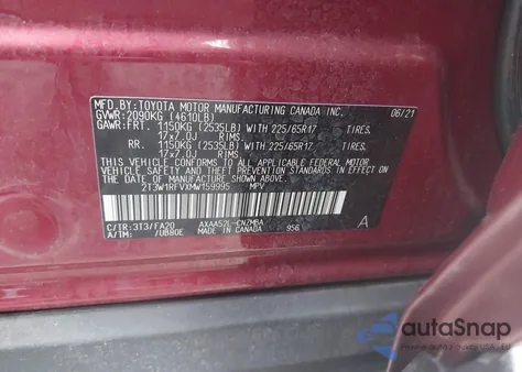 2021 Toyota Rav4 Xle from USA, damaged, VIN 2T3W1RFVXMW159995